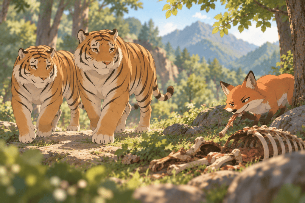 The Story of Two Tigers and a Cunning Fox