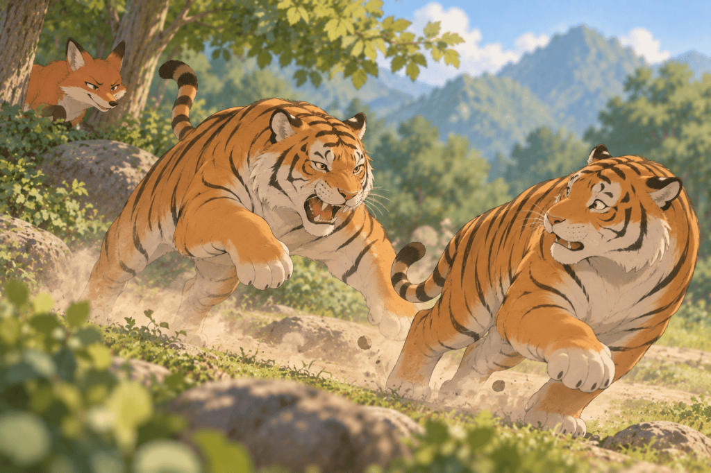 The Story of Two Tigers and a Cunning Fox