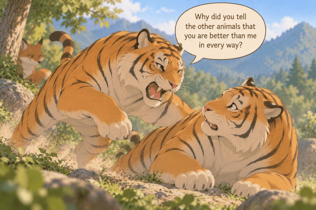 The Story of Two Tigers and a Cunning Fox