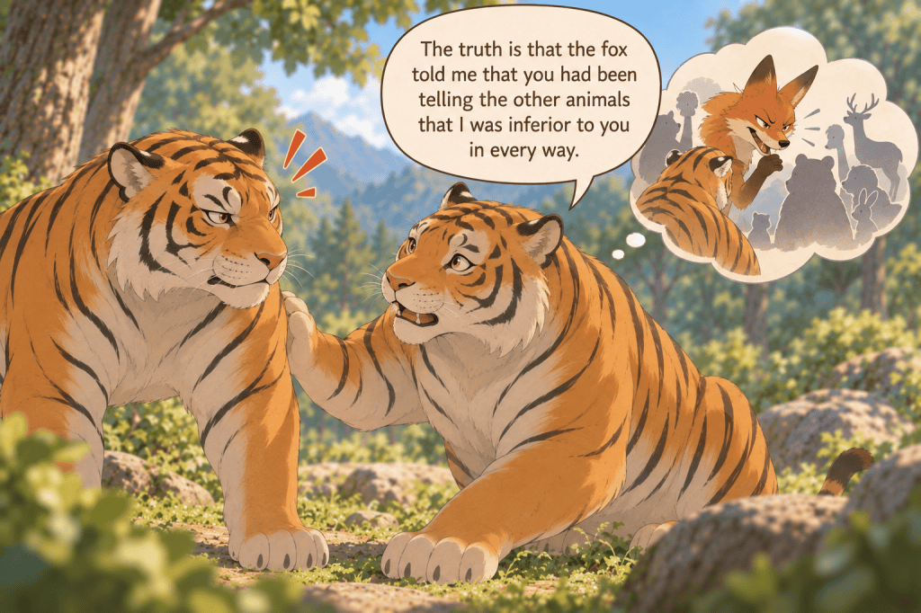 The Story of Two Tigers and a Cunning Fox
